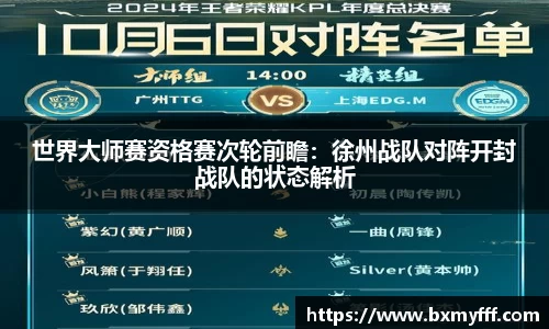 世界大师赛资格赛次轮前瞻：徐州战队对阵开封战队的状态解析